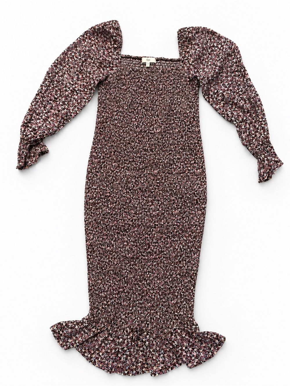 Ripe NWT Floral Smocked Midi Dress Puff Sleeves Size M